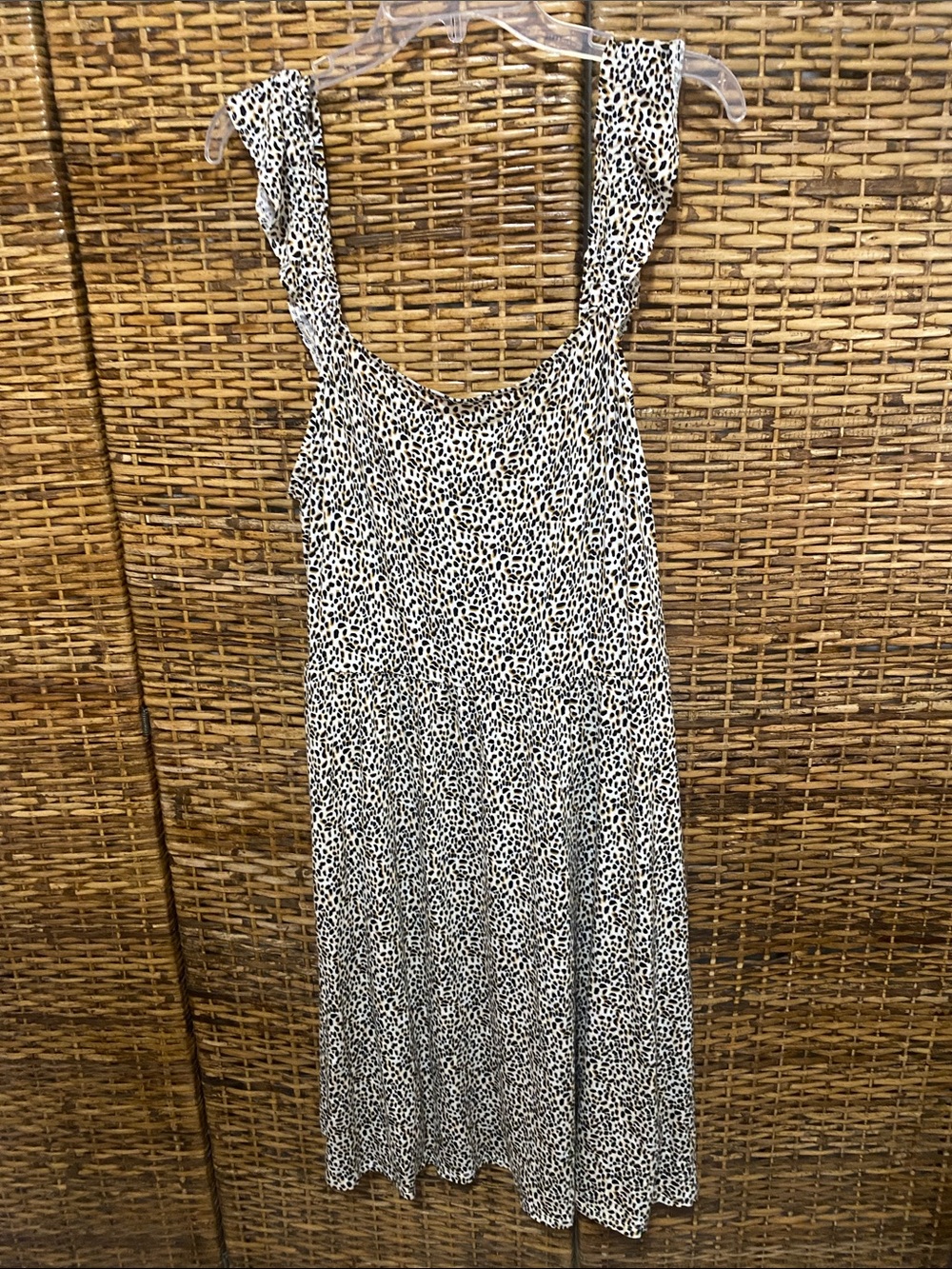 NWOT 24/7 Maurices Cream Black Cheetah leopard Ruffle strap Sun Dress 1x